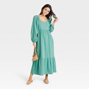 Light Teal Long Sleeve Maxi Dress